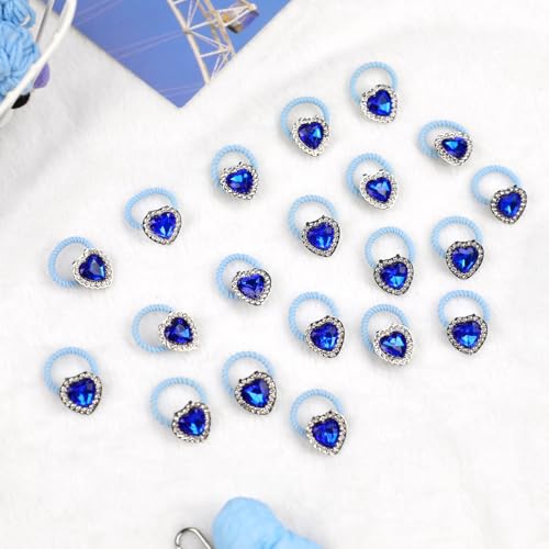 20 PCS Toddler Hair Ties for Girls, Baby Hair Tie Cute Flower Elastic Scrunchies No Damage Seamless Ponytail Holders for Toddler Girls (Blue) — view 4
