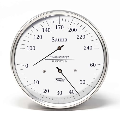 Fischer Sauna Thermometer (°Fahrenheit) & Hygrometer 6.3 Inches, 195-01F - Made in Germany