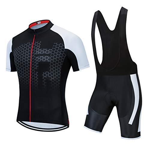 Conjunto de playera de ciclismo para hombre, manga corta, transpirable, pantalones cortos de ciclismo de secado rápido, Bicicleta, Chest40.2-42.5',waist27.5-35.5'=Tag XL