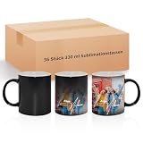 OtterPro 36 Stück 330 ml Sublimationstassen Zaubertassen Keramik Halbmatt Schwarz, Kaffeetasse Fotobecher Großhandel für die Sublimation