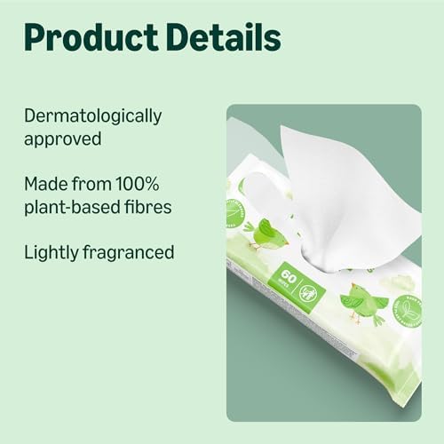 by Amazon Fresh Baby Wipes, 1080 Wipes, 18 Pack of 60, Plant-Based Wipes Without Plastic - View 5