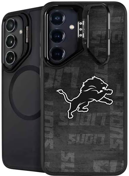 Skinit Kickstand Phone Case Compatible with Galaxy S24 FE - Officially Licensed NFL Detroit Lions Distressed Design