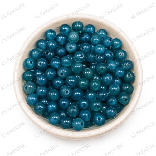 Image of SS Paradise 8mm Glass Beads (6 Colors 300 Pieces) for Jewellery Making | Round Loose Beads Strands for Necklace, (Set 3)