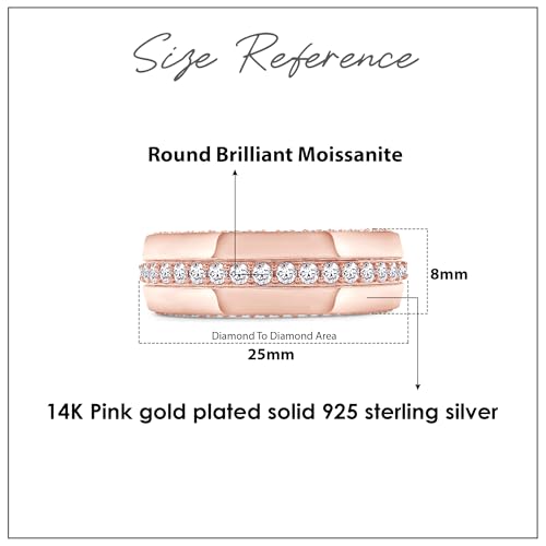 Men’s Eternity Wedding Band with Moissanite & Lab Grown Diamond in 925 Sterling Silver & 10K/14K Solid Gold, Stackable Comfort Fit Anniversary or Engagement Ring, 1.50 CTTW2