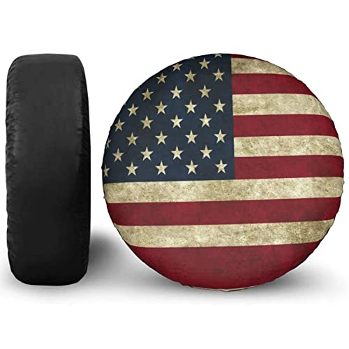 Retro American Flag Spare Tire Cover Dust-Proof Wheel Tire Cover Fit Trailer, Rv, Suv And Many Vehicle 16 Inch #TOP7