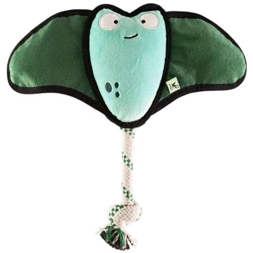 Dog Toy, Squeaky Plush Dog Toy, Rough & Tough Interactive Pet Toy, Recycled Fabric and Double Stitched (Manta)