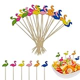 100 Piezas Palillos para Aperitivos, Palillos de Cóctel, Varillas de Cóctel Pinchos 12 cm, Palillos de Bambú Aperitivos para Decoración Fiesta, Comida Parrilla, Bebidas, Frutas, Pastel, Brochetas