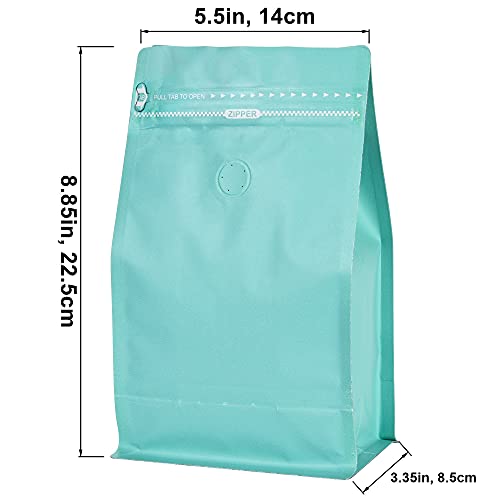 Bolsas de café de papel kraft azul con fondo plano de 16 oz 3