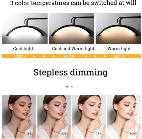 まつげライト U字型 LEDビューティーライト 無段階調光 高さ調節可能 スタンドライト まつ毛エクステ フェイシャル スキンケア エステ用 [4]