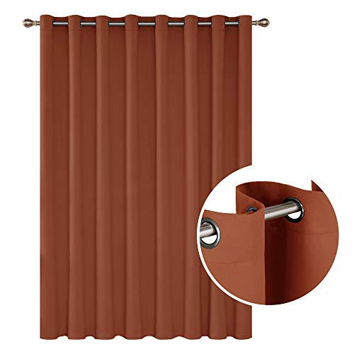 Image of Deconovo Patio Door Room Divider Panel Blackout Grommet Thermal Insulated Window Curtain for Outdoor, 100W X 84L, Orange Red