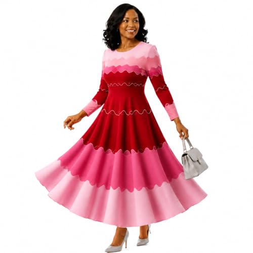Bounce Dresses for Women Church, 2026 New Elegance in Pearls Mididress, One Size Stretchy Loose (Red)