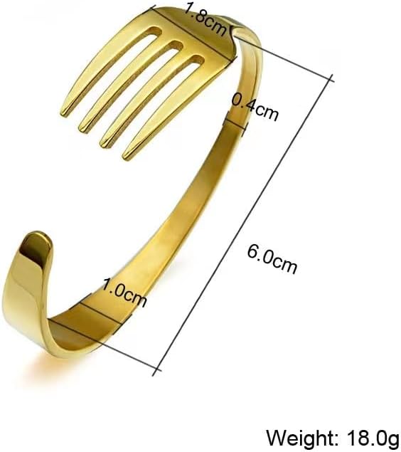 Gold Colored Fork Bracelet for Women Little Mermaid Style Fork Hairbrush Cuff - Image 2
