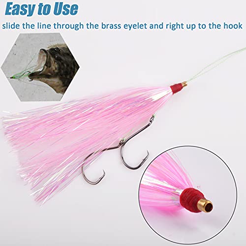 Jshanmei Fishing Teasers Bucktail Teasers Saltwater Fishing Flounder Rigs Mylar Flash Teaser Trolling Skirt Lure For Flounder Cod Sea Bass thumb #5
