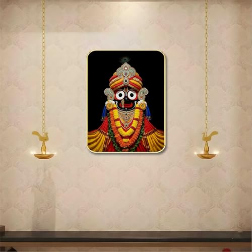 Image of SAF Lord Jagannath Wall Art with Table Top Stand & Wall Hanging Hole | Jagannath Ji MDF Religious Painting for Home Mandir Pooja Room Office Decor