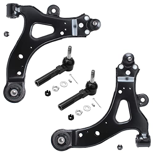 Image of Detroit Axle - 4pc Front End Control Arms Kit for Chevy Uplander Buick Rendezvous Terraza Pontiac Aztek Montana Saturn Relay 2 Lower Control Arms w /Ball Joints 2 Outer Tie Rods Replacement