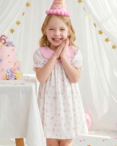 Image of Kucnuzki Baby Girl Clothes Cute Spring Summer Sun Dresses Toddler Casual Puff Sleeve Floral Dress Girls Summer Outfits