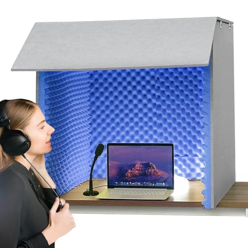 簡易防音室 1人用 防音ボックス、マイク防音 吸音パネル 、折りたたみ式 簡単設置 防音ブース、卓上 パーテーション 飛沫防止 簡易防音個室 吸音ボックス、リバーブとノイズフロアを排除します 在宅ワーク 子供の学習 録音・会議・放送用 吸音ブース 吸音材