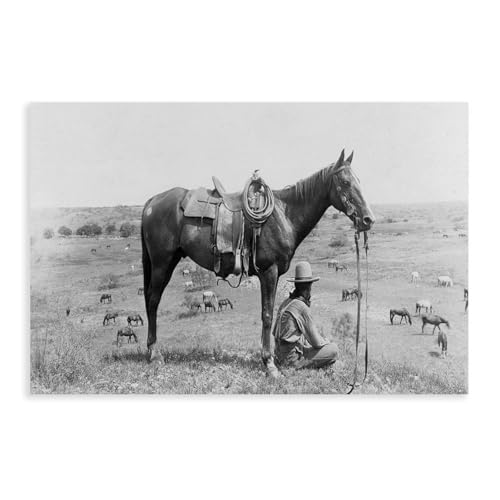 Tableau de cowboy du Texas pour rompre la monotonie d'un mur blanc 30x45