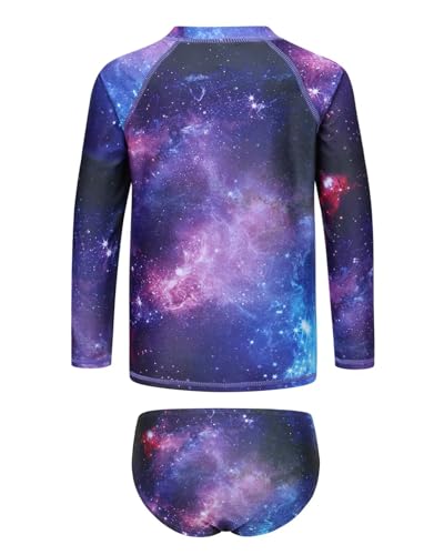 Image of Girls Long Sleeve Rash Guard Set Tie Dye Bathing Suits Two Piece Swimsuits for Kids Swim Shirts 3-16 Years