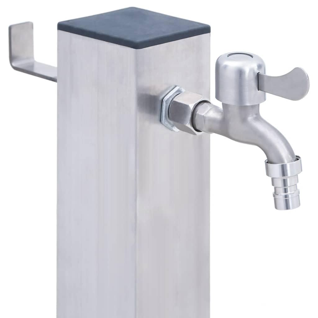 Wassersäule Edelstahl 40 cm quadratisch mit Wasserhahn und Haken für Gartenschlauch Bewässerungssystem Garten Rasensprenger Pumpe automatische Steuerung Terrasse Balkon