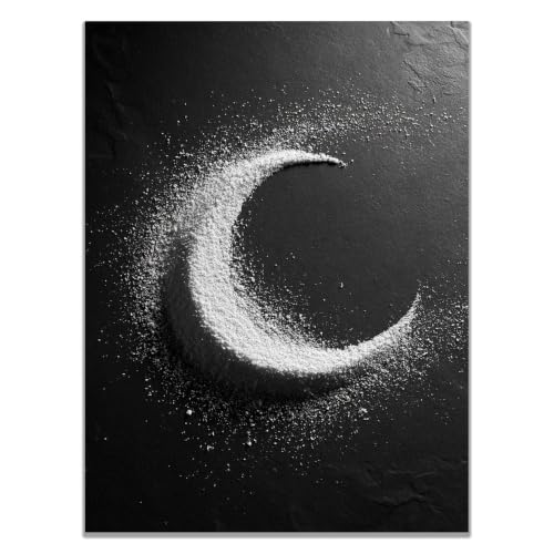Cuadros decoración salón modernos: lienzo de luna y playa en blanco y negro para pasillo
