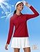 MIER Womens Polo Shirts Red Quick Dry Long Sleeve Golf Tops Activewear Casual Soft Performance Collared UPF 50+ Shirt, M