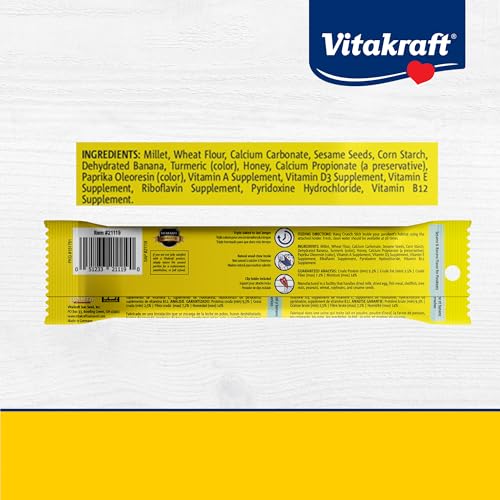 Image of Vitakraft Crunch Sticks Parakeet Treat - 2 Sticks - Sesame and Banana Flavor - Triple Baked with Natural Wood Chew Center - Added Vitamins and Minerals with Cage Clip Holder