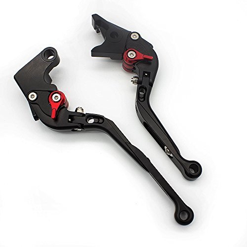 fxcnc Racing Motorcycle Billet getto di sabbia pieghevole extendible Leva di Freno Frizione. Yamaha YZF R1 2009-2014 Nero/Nero/Nero/Rosso