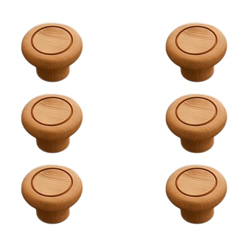 Image of 6 Piece Drawer Knobs for Kitchen- Door Knob for Cabinet, Cupboard & Dresser |Material-Steam Beech Wood, Natural Wood Finis| - 1.5 Inch-| 3 Years Warranty |
