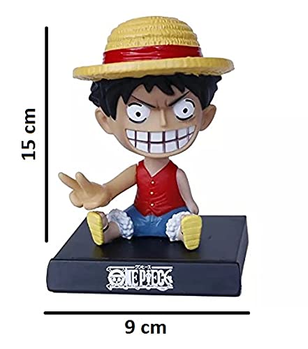 Image of AUGEN Super Hero Monkey D Luffy Action Figure Limited Edition One Piece Bobblehead with Mobile Holder for Car Dashboard, Office Desk & Study Table (Pack of 1) 2