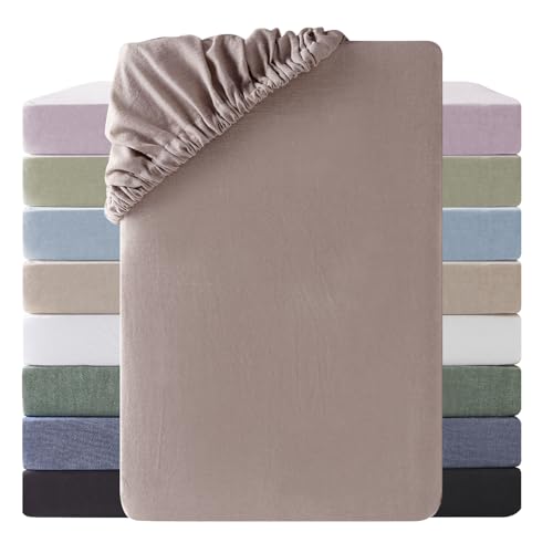 SOULFUL Spannbettlaken 90x190cm, 100% Gewaschene Baumwolle Kaffee Dunkel – Ansicht 1