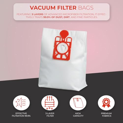 Roe Tenpo Vacuum Bags 10PK Compatible with Hetty, Numatic, James, Henry Hoover Bags | HEPA-Flo 3-Layer High Filtration, Self-Sealing, NVM-1CH Type | Superior Cleaning & Easy Dust Disposal