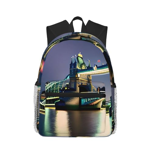 Sac à dos voyage London Tower Bridge multifonctionnel double épaule noir