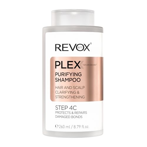 REVOX B77 - Plex Purifying Shampoo Paso 4C, 260 ml, Champú Purificante Pelo Graso, Fortalece el Cabello Decolorado y Teñido, Repara la Fibra Capilar, Restaura Suavidad y Brillo Netural del Pelo
