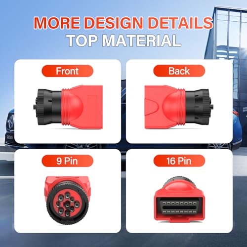 Autel Original OBD Diagnostic Adapter, 9Pin J1939 Male to 16Pin OBD2 OBDII Female Connector, Work for Heavy Duty Trucks and Commercial Vehicles, Compatible with OBD2 Automotive Diagnostic Scanners - Image 7
