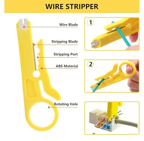Image of ComTech Cat7 Cat5 passthrough crimping tool kit rj45 all in one crimper for cat5 cat5e cat6 cat7 includes ethernet network cable tester with wire stripper cutter 50pc cat6 connectors & 50pc boots set