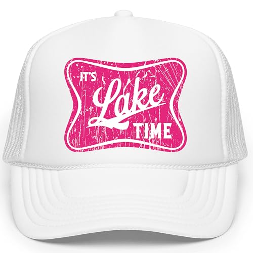 Image of It's Lake Time Summer Classic 5 Panel Foam Front Mesh Snap Back Trucker Hat