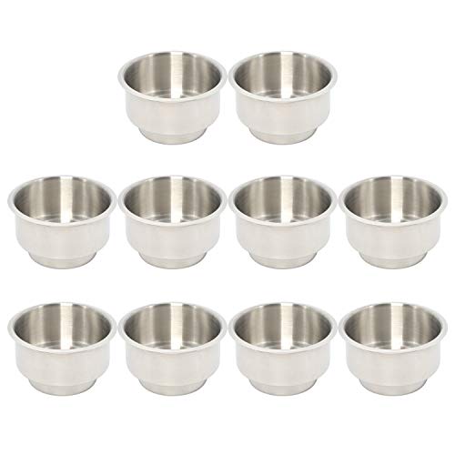 Amarine Made 10 Pack of Stainless Steel Drop-in Cup Holders Poker Table Drink Holder, Boat Drink Holder, Camper Car Drink Holder