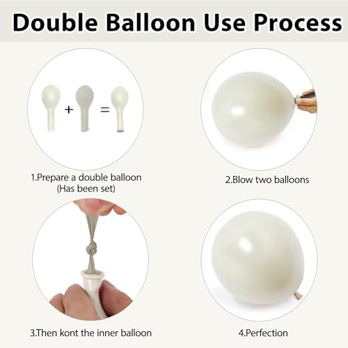Image of Zesliwy Black White Gold Balloon Arch Kit,Double Stuffed Pearl Sand White Balloon Garland Different Sizes 18 /12 /5 Inch Cream Balloons for Graduation Wedding Birthday Bachelorette Party Decoration