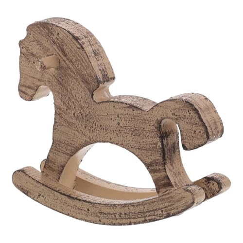 HIAKDOFT Figura de Caballo Balancín Mini de Madera Tallada Mano Decoración Vintage para Hogar Escritorio y Oficina Ornamento Versátil para Mesa y Artesanía