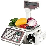 ORIDLECTAL Báscula Digital Comercial de Conteo e Impresión, Balanza Comercial, Alta Precisión 10g, Rango 30kg, 63 Teclas de Acceso Directo