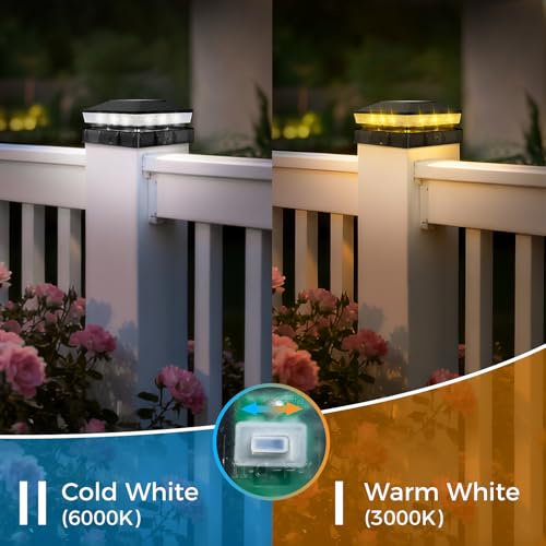 vighep 4x4 Solar Post Cap Lights Outdoor with 2 Color Modes, 14 Pack Black Fence Post Solar Light Waterproof fit 3.5x3.5 4x4 Wooden/Vinyl Posts for Deck Walkway Porch by vighep - Image 2