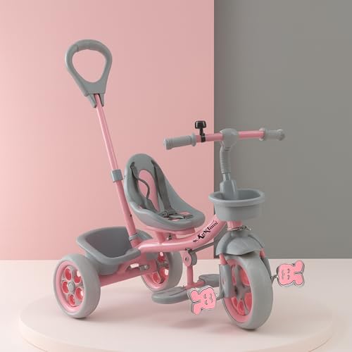 Image of Tricycle for Kids, with Parental Control, Tricycles for Kids 2 to 5 Years Boys and Girls, Cycle for 1+ Children, Bike with EVA Tech Wheels, Super, Baby Pink