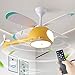 Wentylator sufitowy Pokój dziecięcy ze światłem, 42-calowy model helikoptera śmigłowca, LED 40W. Dimable, ochrona oczu bez migotania, zdalnego sterowania 6-biegowa odwracalna (Color : Yellow)