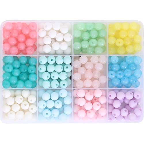Image of Ambitieux DIY Bracelet Making Kit for Girls - 12 Types Colorful Beads with Charms, Elastic Thread, Earrings, Clasps & Rings - Jewellery Craft Kit for Kids, Birthday Return Gift, Rakhi Special Set for 2 3 4 5 6 7 8 9 10 years (8mm Moon Matt)