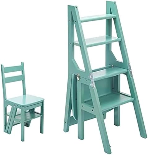 Silla plegable de madera de 4 niveles escalera convertible y estante de hogar