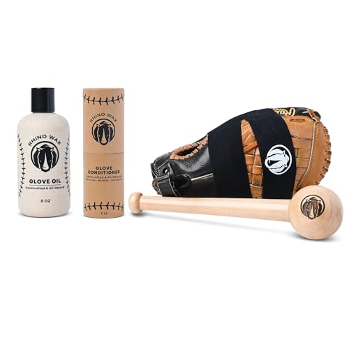 Rhino Wax Baseball Break-in Kit Plus Baseball Glove Oil Plus Glove Conditioner (2oz)