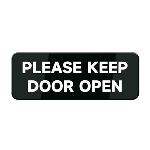 RTGGRD Please Keep Door Open Sign, 3"X8" Self Adhesive Sign For Door Or Wall, Easy Installation, Premium Acrylic Design For Business Store, Shop, Cafe, Office, Restaurant