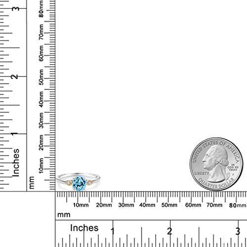 925 Silver and 10K Yellow Gold Swiss Blue Topaz and White Lab Grown Diamond 3-Stone Engagement Ring For Women (1.03 Cttw, Round 6MM, Gemstone November Birthstone, Available in Size 5,6,7,8,9)3