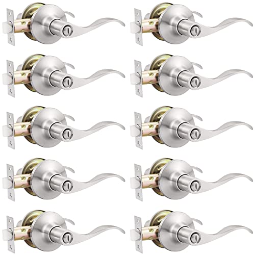 GOBEKOR 10 Pack Satin Nickel Levers